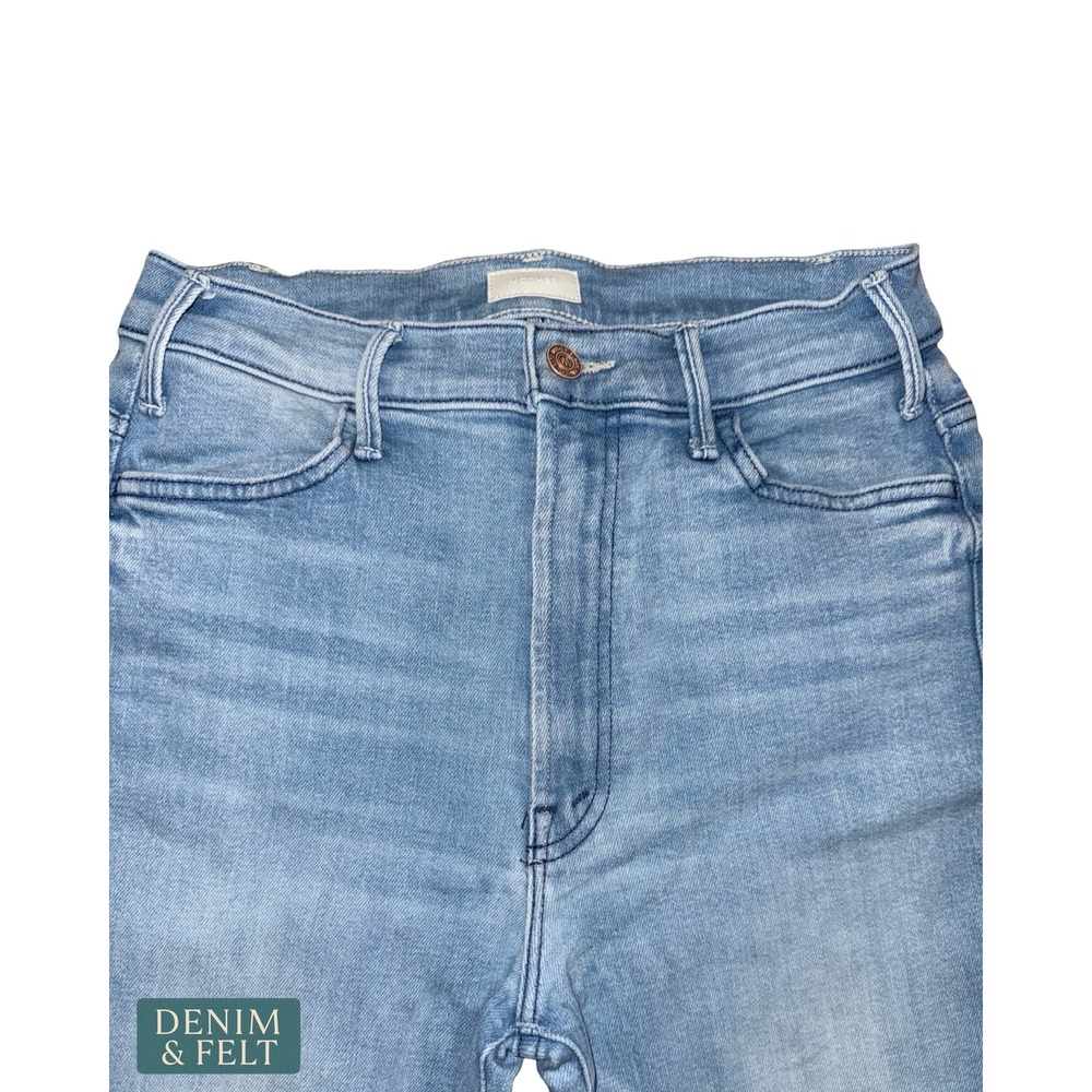 Mother Hustler Ankle Fray Jeans Light Wash High Rise Raw Hem Cropped Premium - Picture 4 of 12